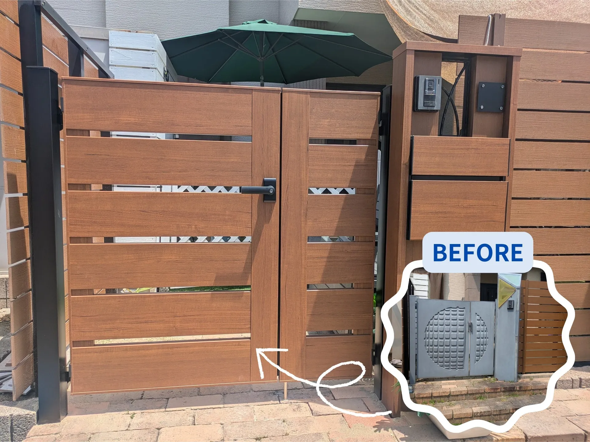 【生まれ変わった玄関！こだわりが光る門扉＆機能門柱交換✨】